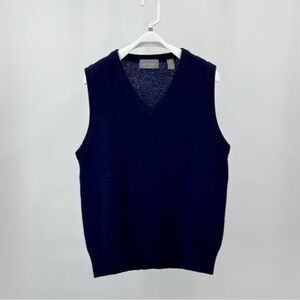 Lord & Taylor Navy Blue Knit Lambswool Vest Size M